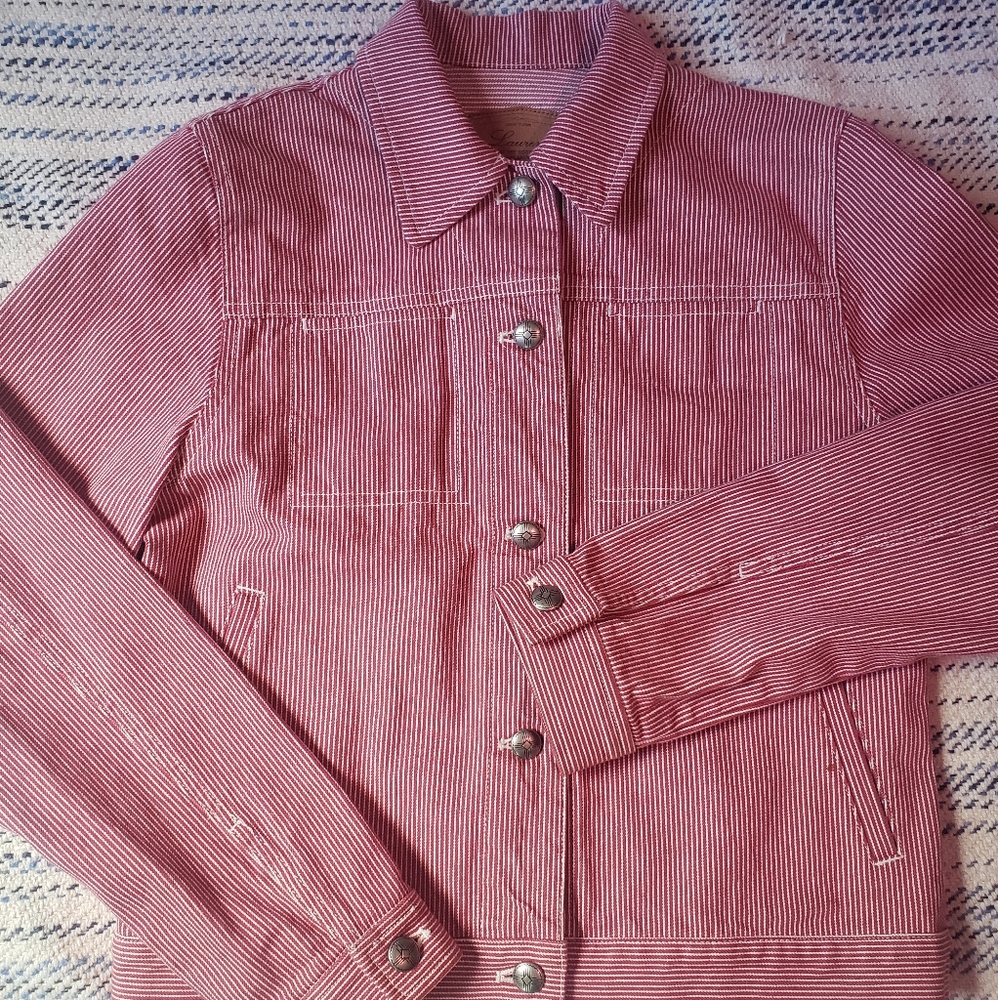 ❤Lauren Ralph Lauren Striped Denim Jacket💯👏